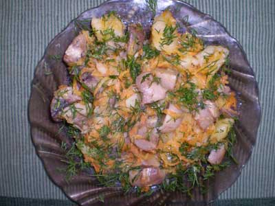 Постное блюдо картофель с грибами